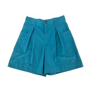 Vintage 80s {Harbor Lights} A-Line High-Waist Mom Shorts Turquoise Blue Medium